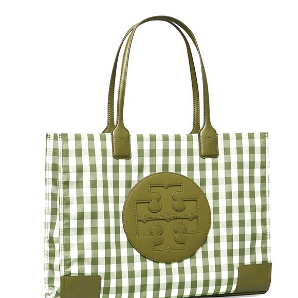 Tory Burch Handbags - Tory Burch Ella Green Gingham Plaid Tote Bag Purse